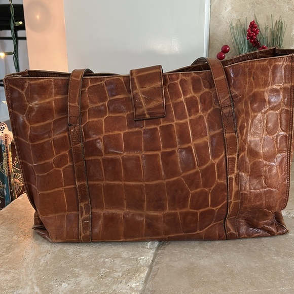 Michael Rome Chestnut Croc-Pattern Tote - Picture 2 of 9